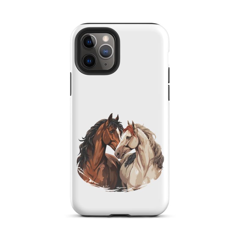 Tough Case for iPhone, Horses nose-to-nose, jbgjpy