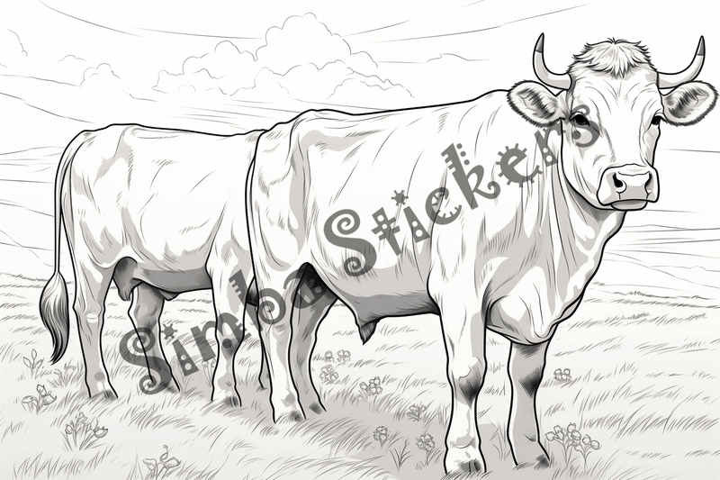 Colouring pages, bundle of cattle, complex, 25 images