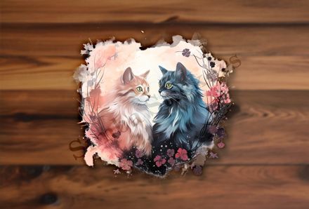 Cats in love, watercolour