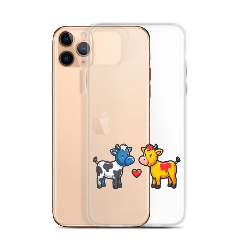 Clear Case for iPhone, Cattle, bull and cow in love, both colourful, zbyzzs