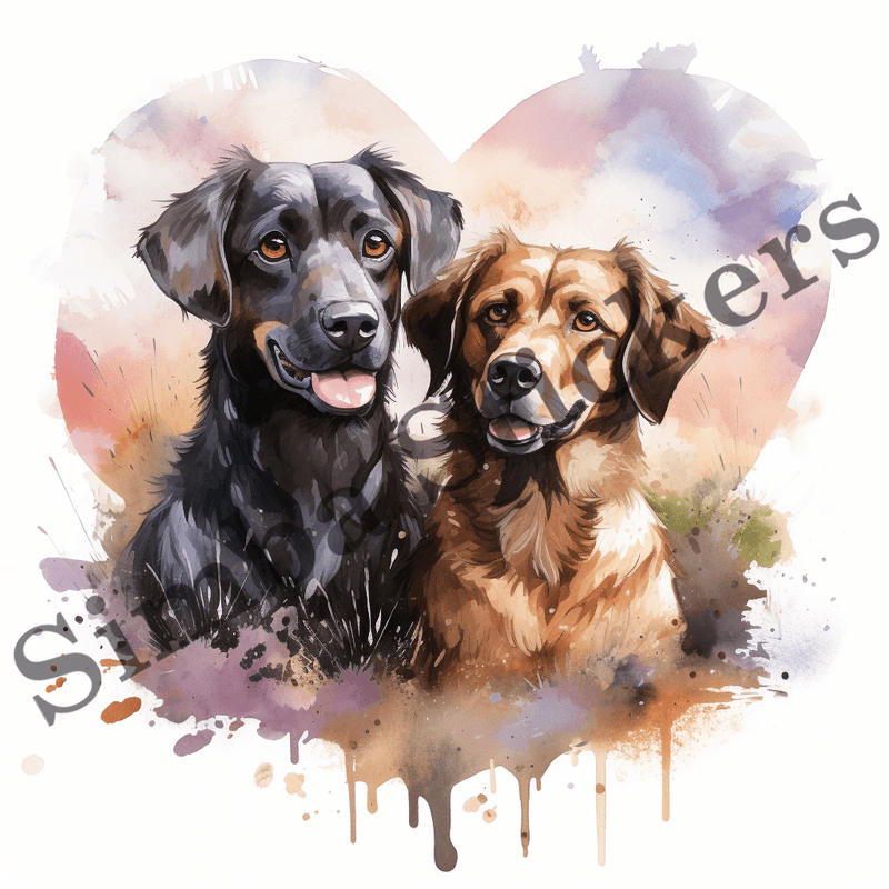 Dogs in love, watercolour, image set, 10 images