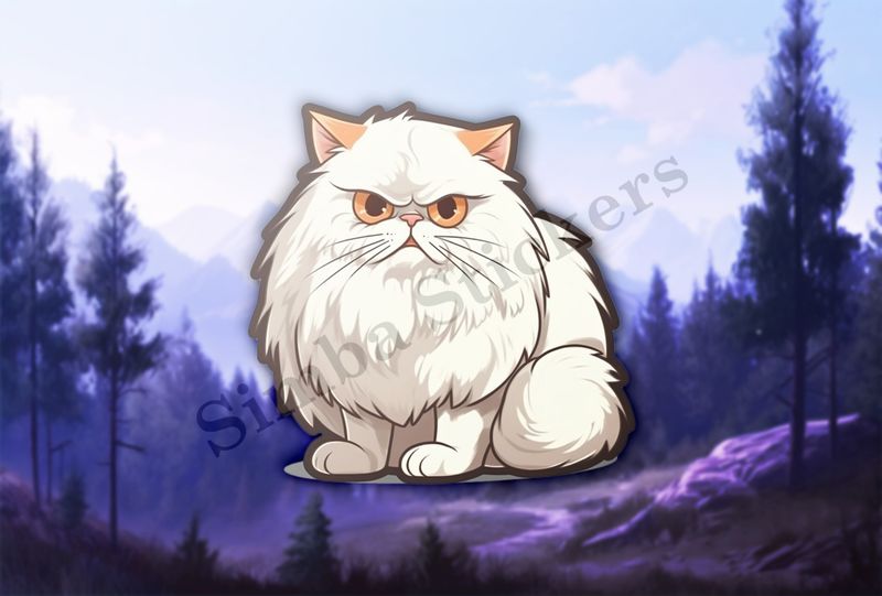White Persian cat sitting