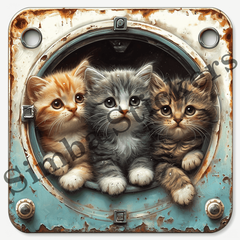 Cats and kittens on or in washing machines, image set, 10 images