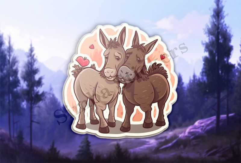 Donkeys in love, cheek-to-cheek