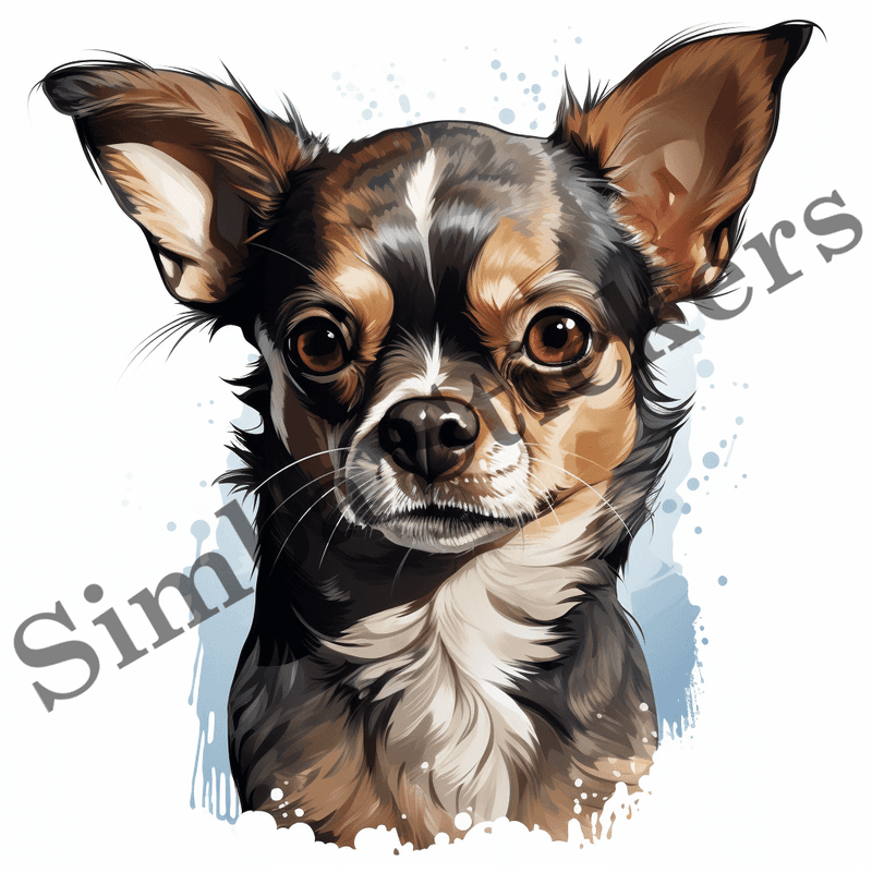 Chihuahua dogs, watercolour, image set, 10 images