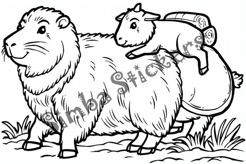 Colouring pages, bundle of capybaras, 50 images