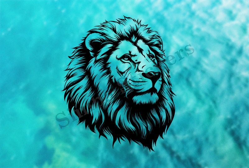 Majestic-looking lion, outline art