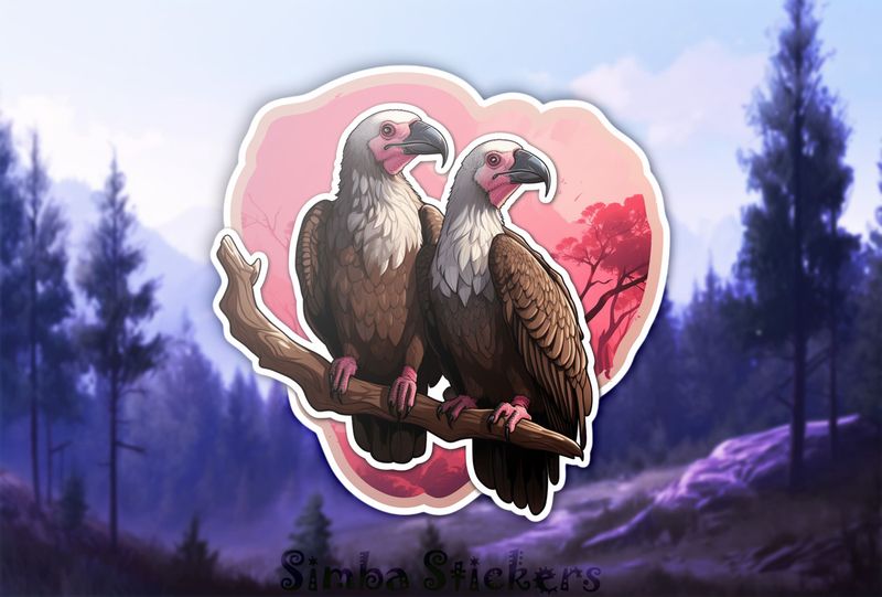 Vultures in love on a branch, awveue