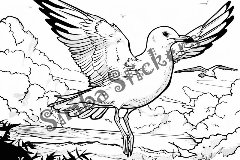 Colouring pages, bundle of seagulls 2, 25 images