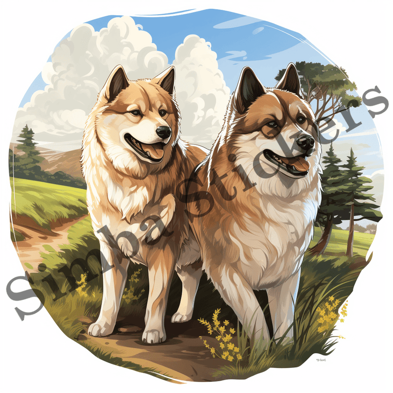 Akita dogs in the wild outdoors, image set, 10 images