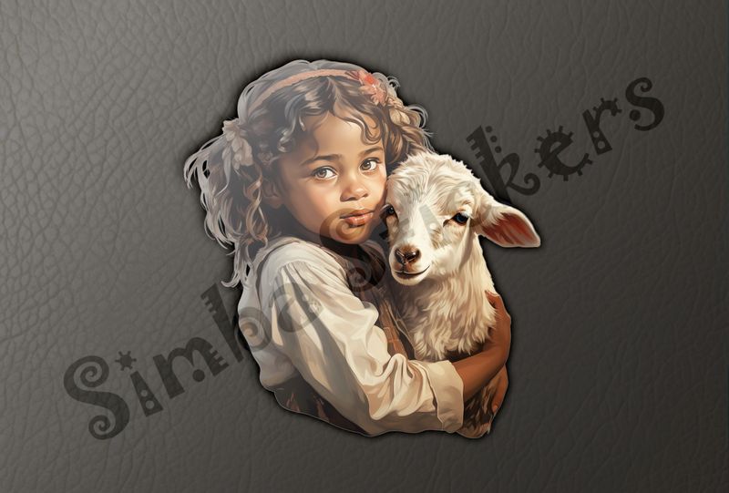Goat kid held by small girl