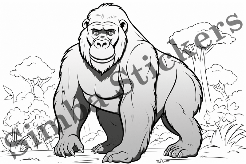 Colouring pages, bundle of gorillas, 25 images