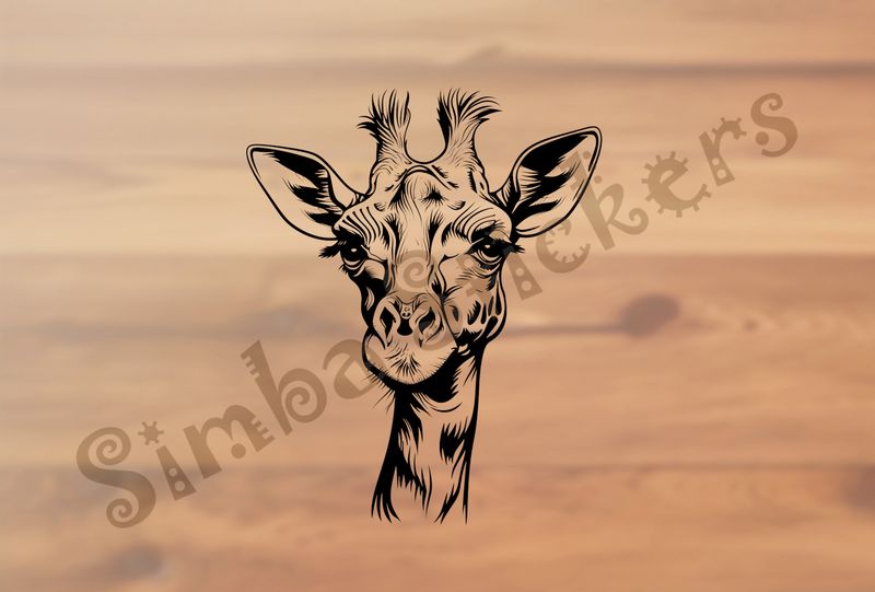 Giraffe looking cute, outline art