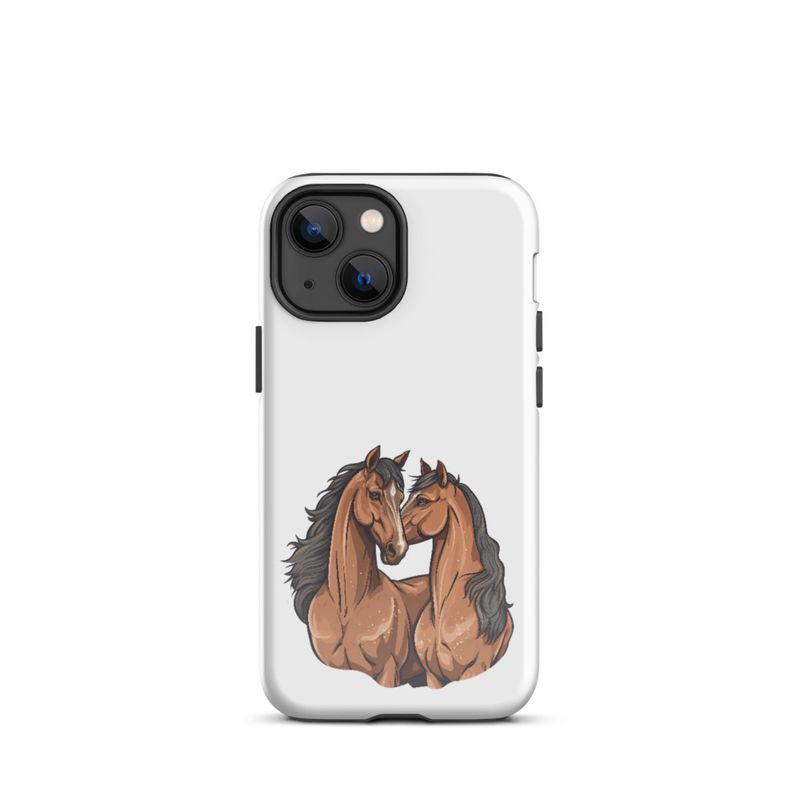 Tough Case for iPhone, Two brown horses snuggling, tdwcyd