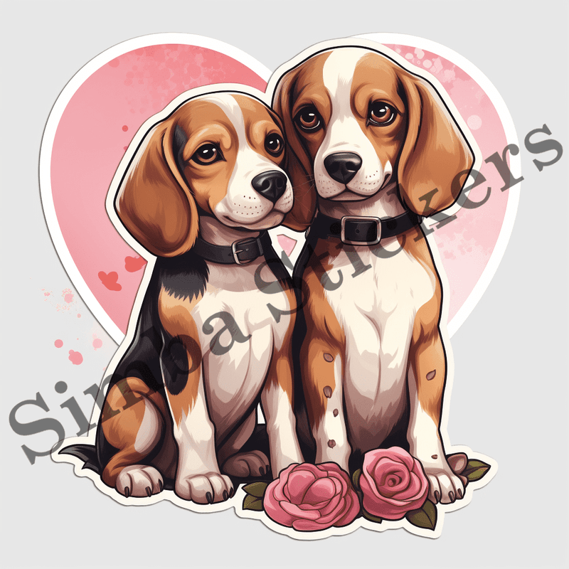 Beagle dogs in love, image set, 10 images