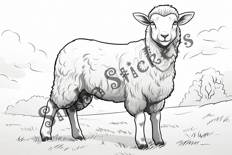 Colouring pages, bundle of sheep, 25 images 2