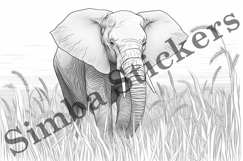 Colouring pages, Bundle of elephants, 25 images