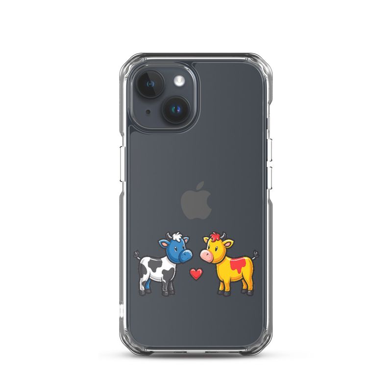 Clear Case for iPhone, Cattle, bull and cow in love, both colourful, zbyzzs