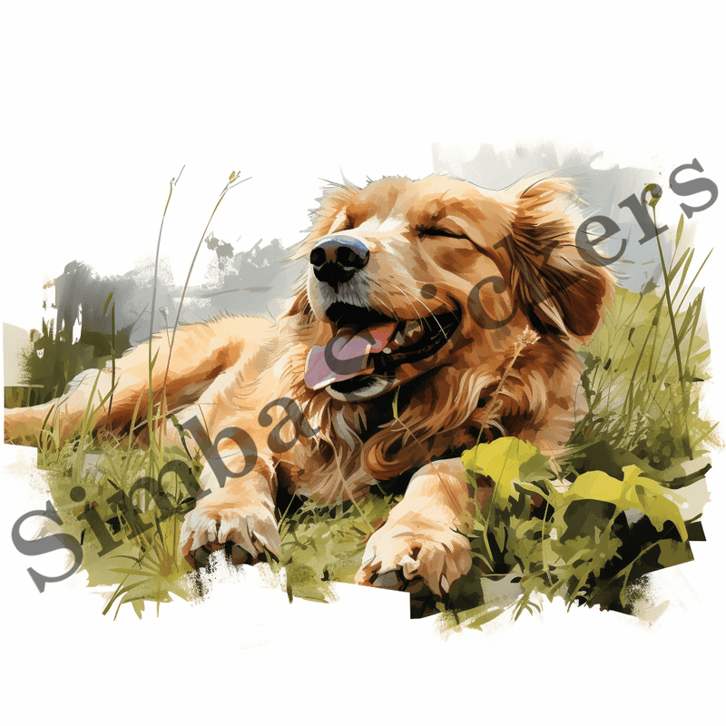 Dog in greed grass, image set, 10 images