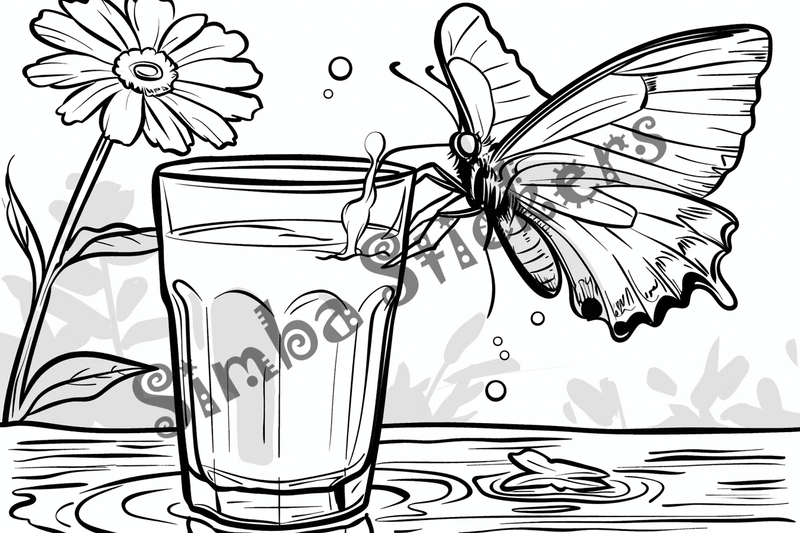 Colouring pages, bundle of butterflies around glasses, 10 images