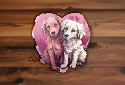 Dogs in love, watercolour