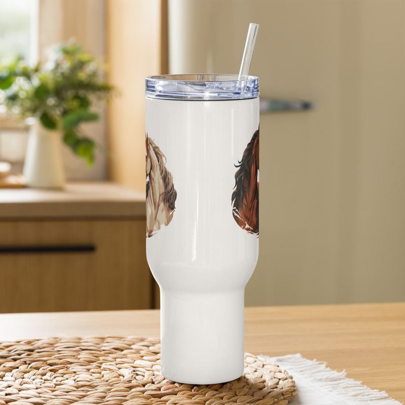 Travel Mug, Cattle, Horses nose-to-nose, jbgjpy
