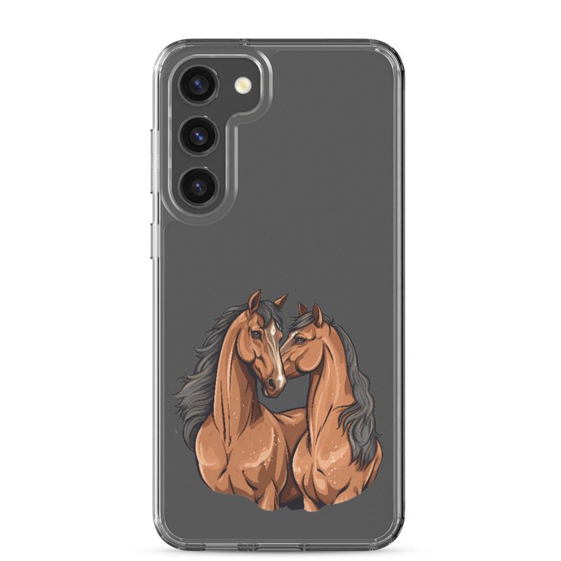 Clear Case for Samsung, Two brown horses snuggling, tdwcyd