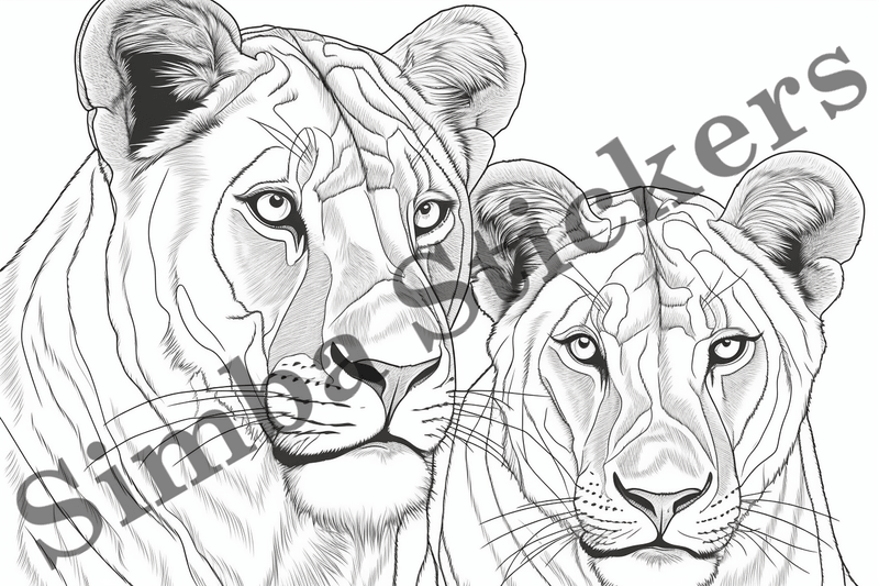 Colouring pages, Bundle of lions, 25 images