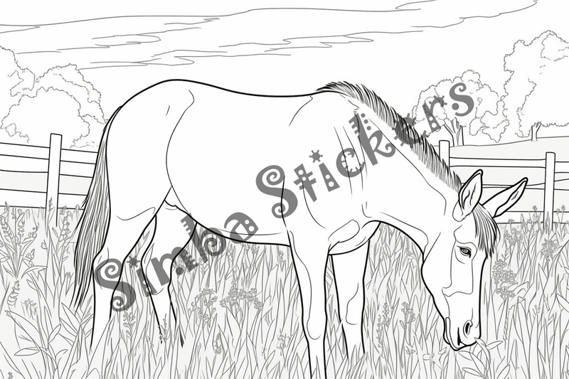 Colouring pages, bundle of singular mules, 10 images