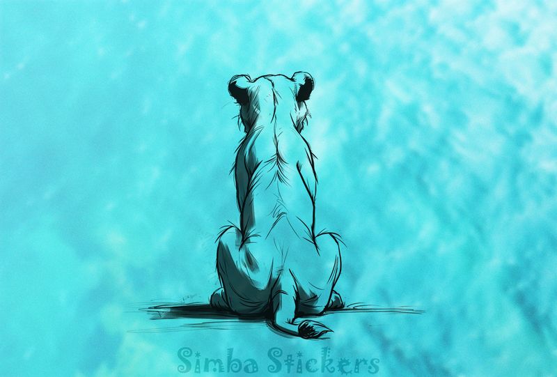 Lioness sitting, from the back, outline art, grpgy1