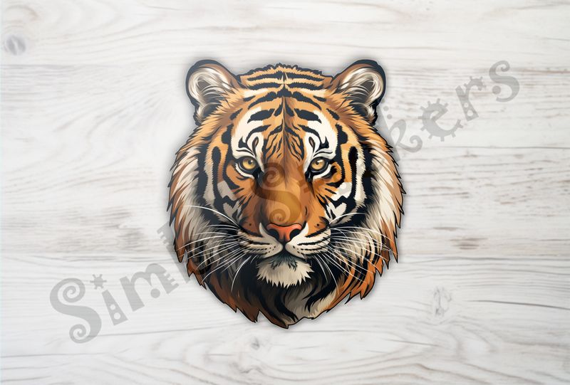 Tiger face, looking serious
