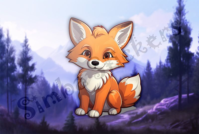 Baby red fox sitting up looking cute