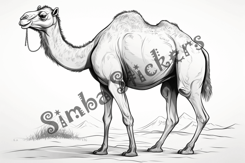 Colouring pages, bundle of singular camels, 10 images