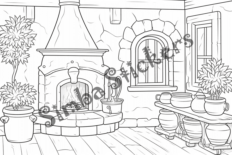 Colouring pages, bundle of house kitchens, 25 images 2