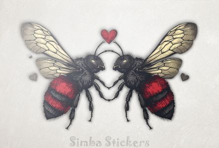 Bees antenna-to-antenna in love, buzzing