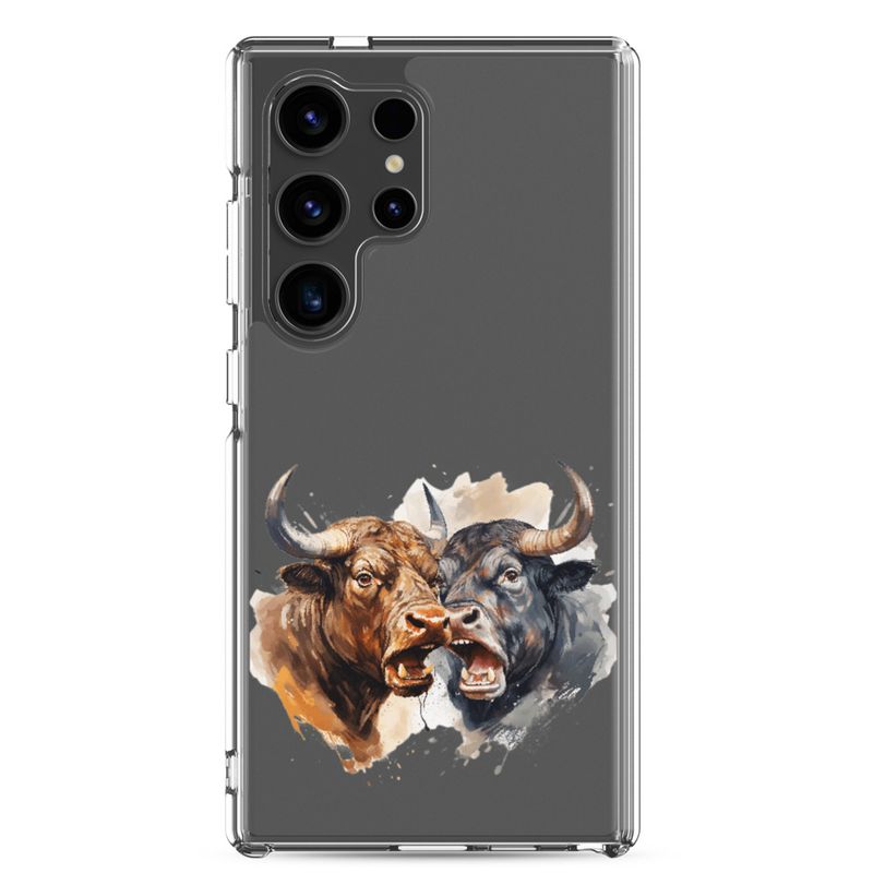 Clear Case for Samsung, Bulls facing up to each other, watercolour, dx5eff