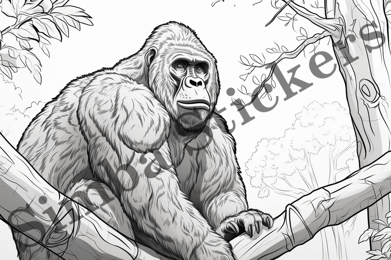 Colouring pages, bundle of gorillas, 10 images