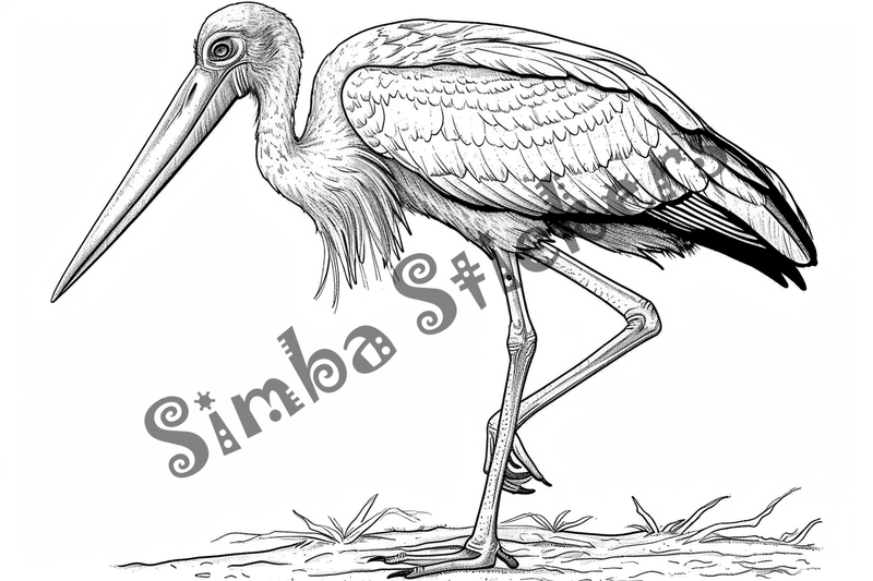 Colouring pages, bundle of marabou storks, 25 images