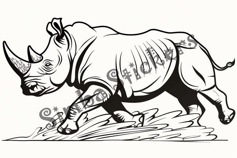 Colouring pages, bundle of rhinos running, 10 images