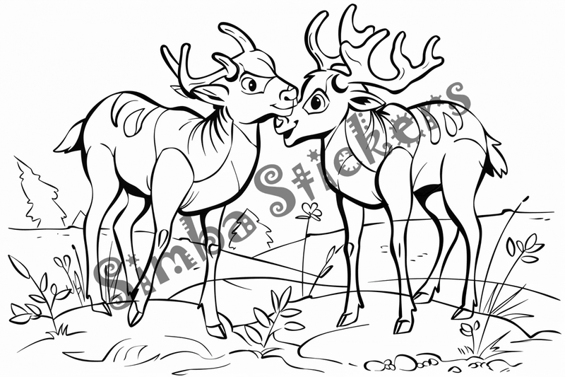 Colouring pages, bundle of elks, 25 images