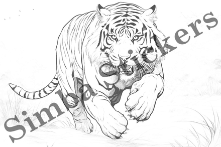 Colouring pages, bundle of tigers, 10 images
