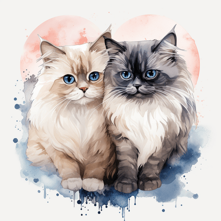 Himalayan cats in love, image set, 10 images