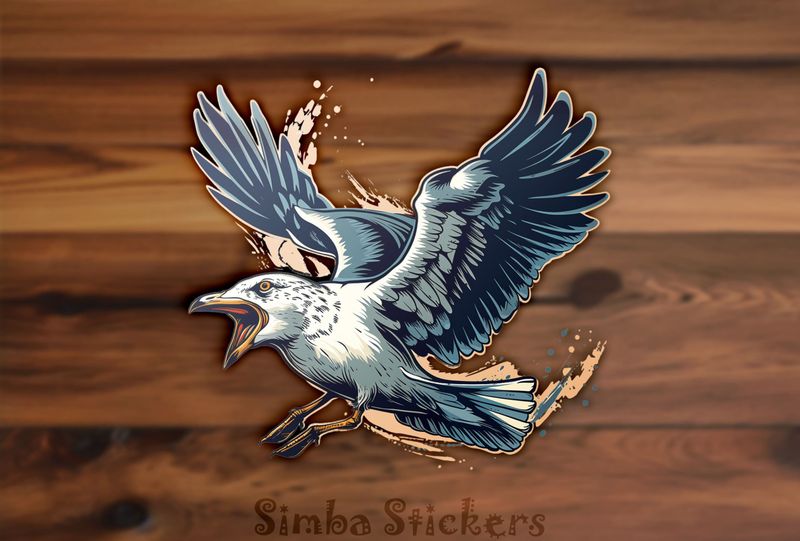 Seagull screaming in flight, blu8la