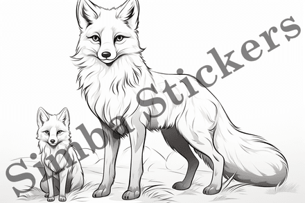 Colouring pages, Bundle of foxes, 10 images