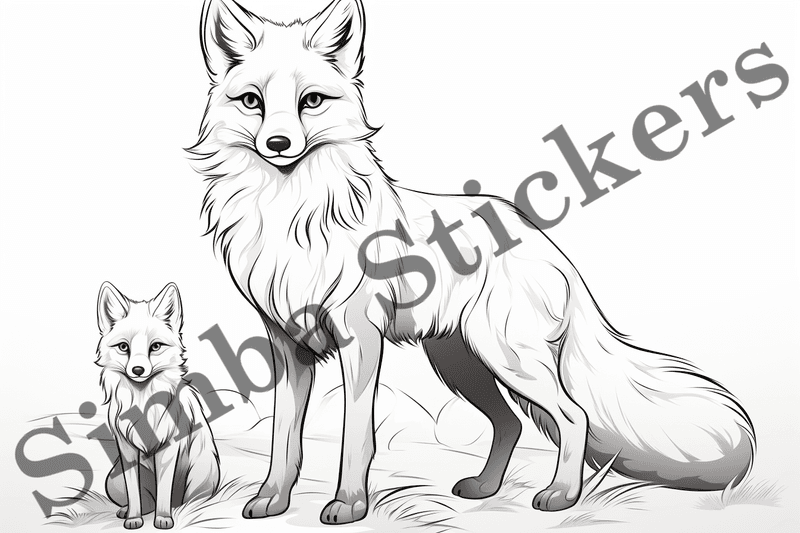 Colouring pages, Bundle of foxes, 10 images