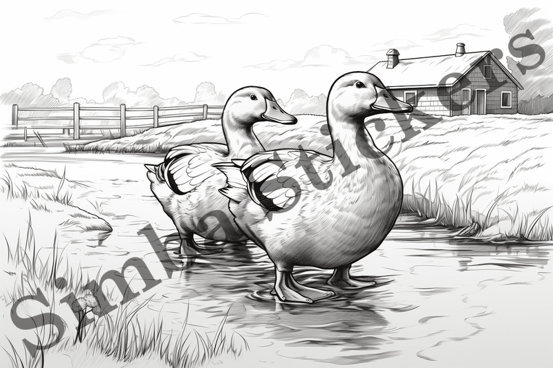 Colouring pages, Bundle of ducks in love, 25 images
