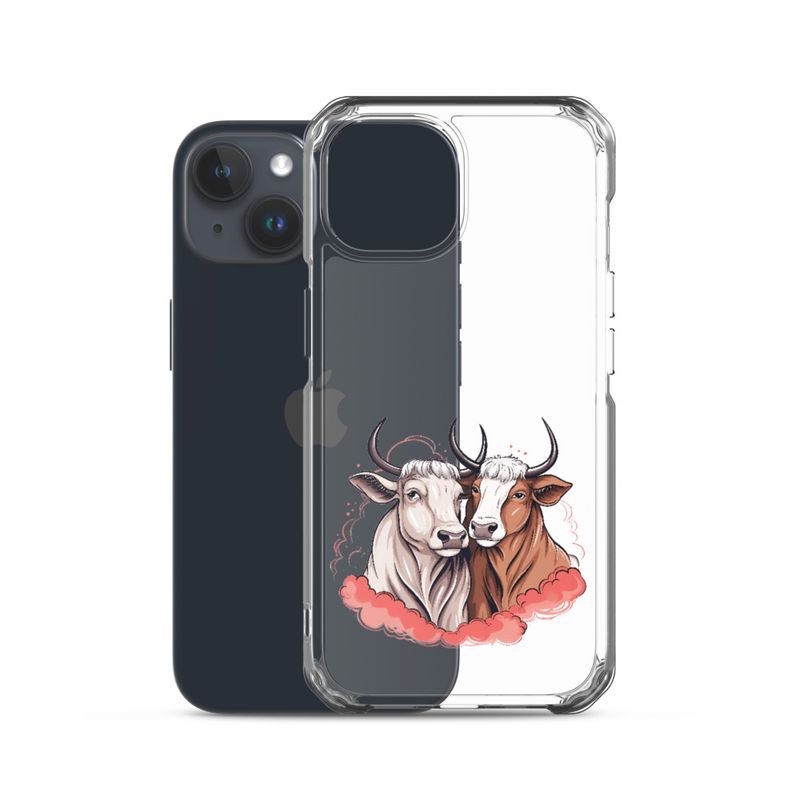 Clear Case for iPhone, Bull and cow, romantic, reddish clouds, qoucds