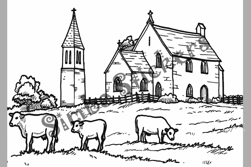 Colouring pages, bundle of cattle on beautiful farm, 10 images