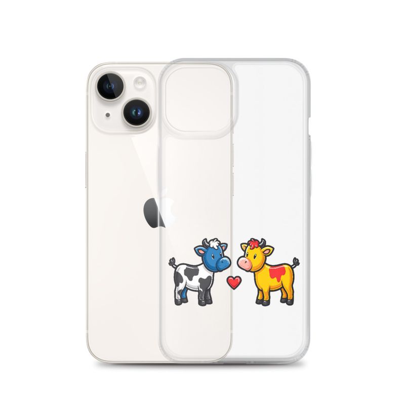 Clear Case for iPhone, Cattle, bull and cow in love, both colourful, zbyzzs