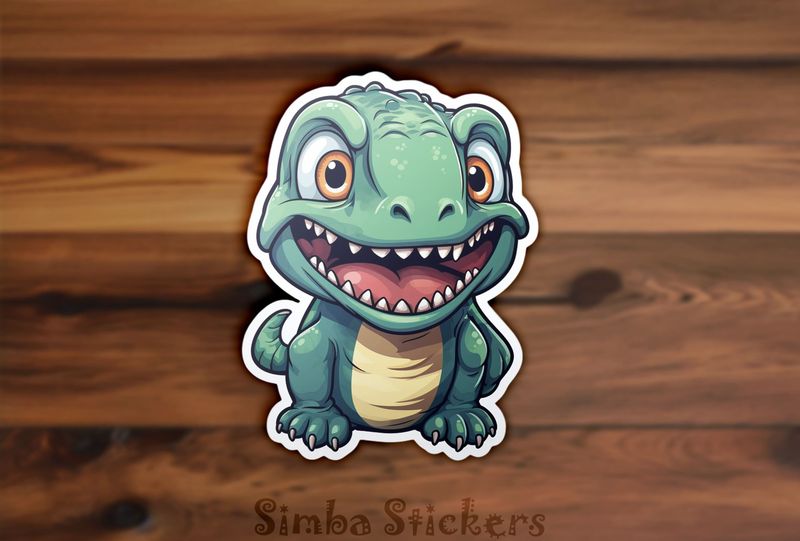 Excited baby green dinosaur